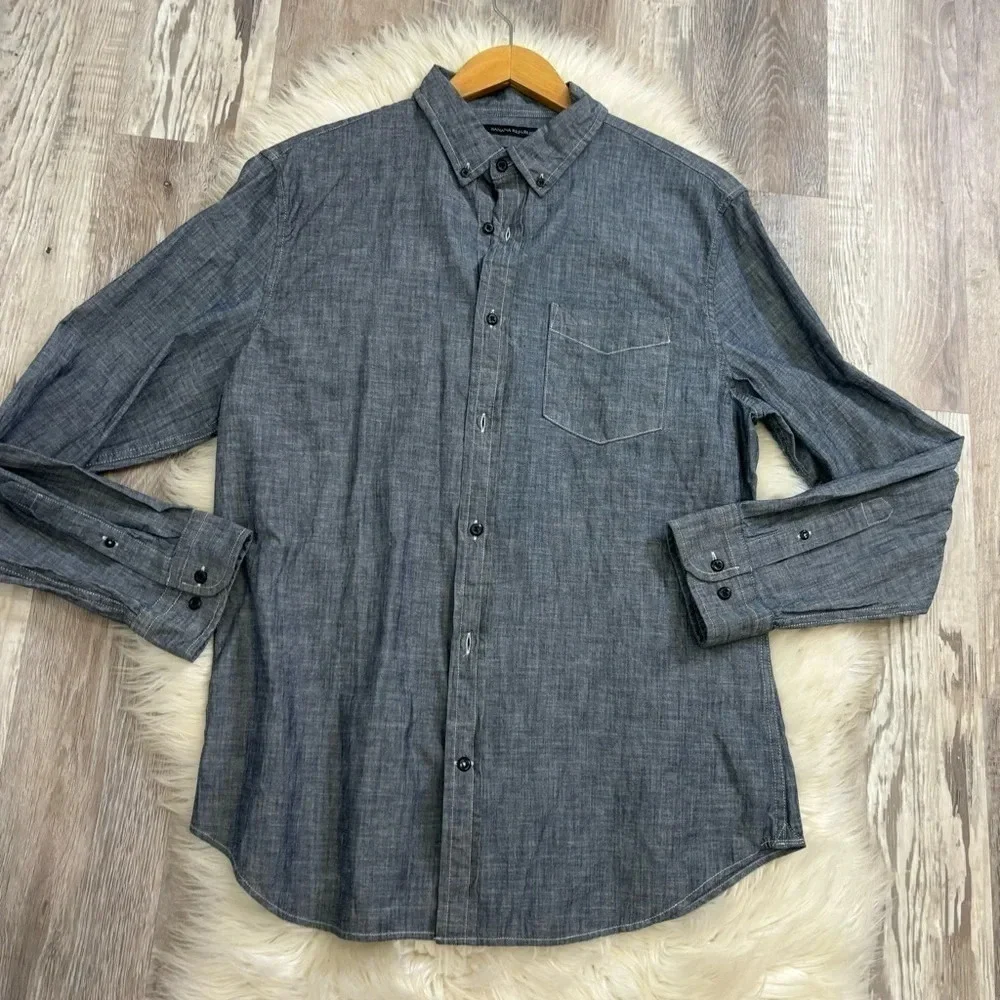 NWT Men’s Banana Republic grant long sleeve dark denim Shirt sz Large